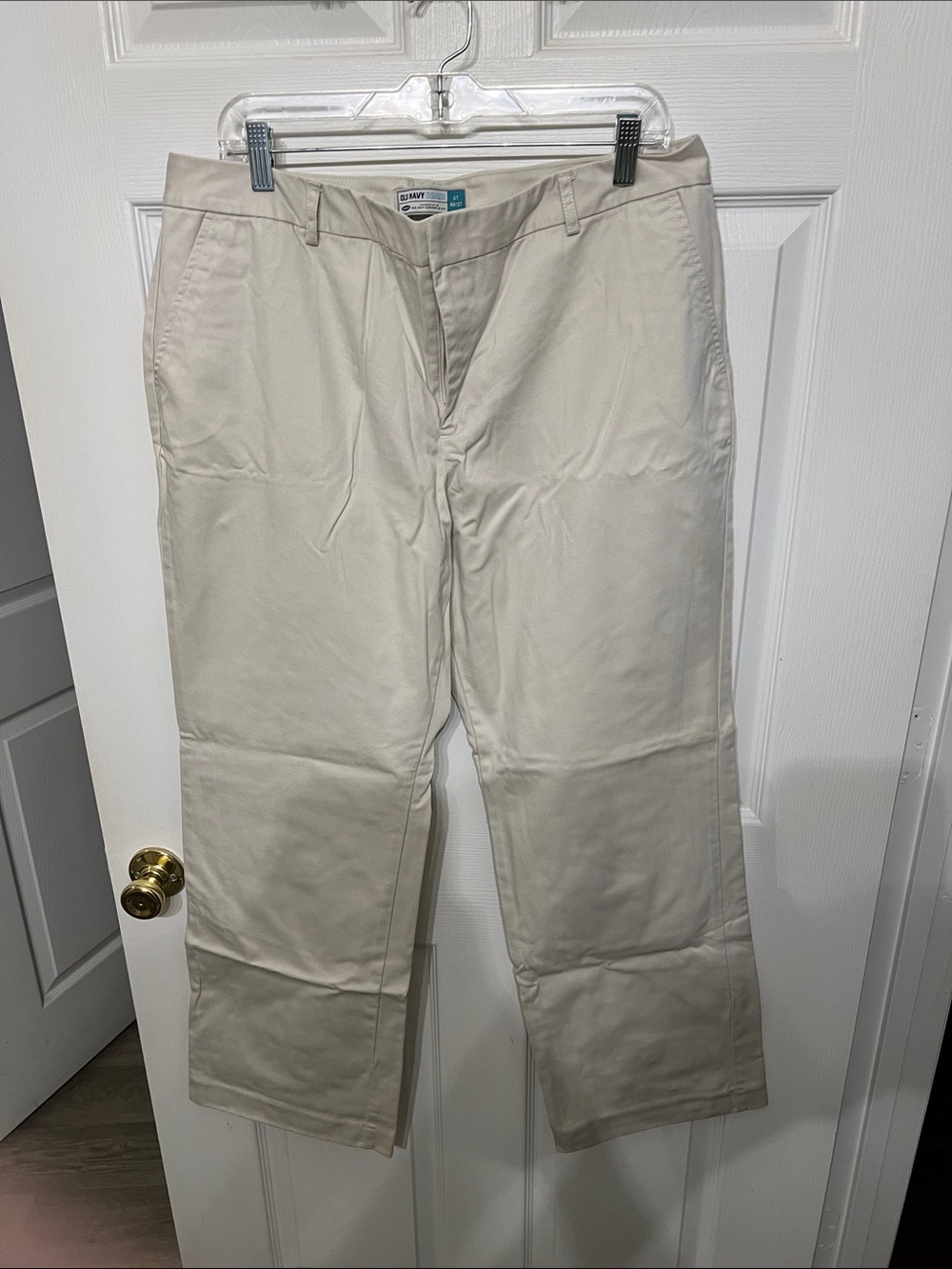Old Navy Women's Straight-Leg Trousers in Light Cream